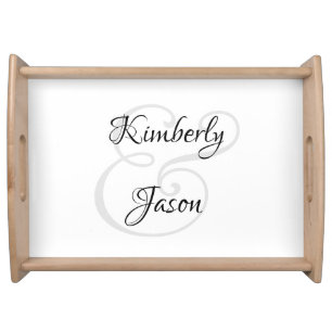 DIY His & Her Script Names, Black & Grey Serving Tray