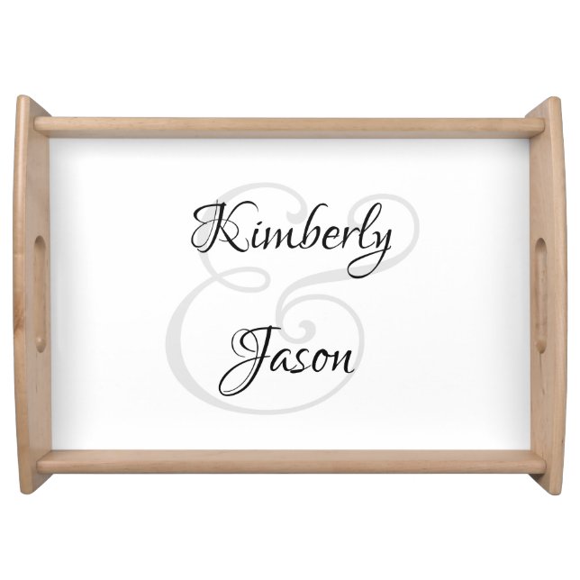 DIY His & Her Script Names, Black & Grey Serving Tray (Front)