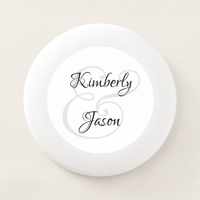 DIY His & Her Script Names, Black & Grey Wham-O Frisbee (Front)