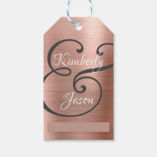 DIY His/Her Script Names, Wh/Grey, Rose Gold Metal Gift Tags