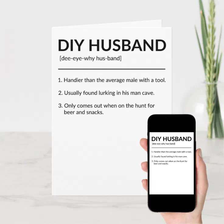DIY Husband Funny Dictionary Style Definition Card | Zazzle