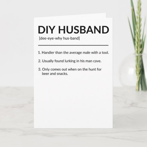 DIY Husband Funny Dictionary Style Definition Card