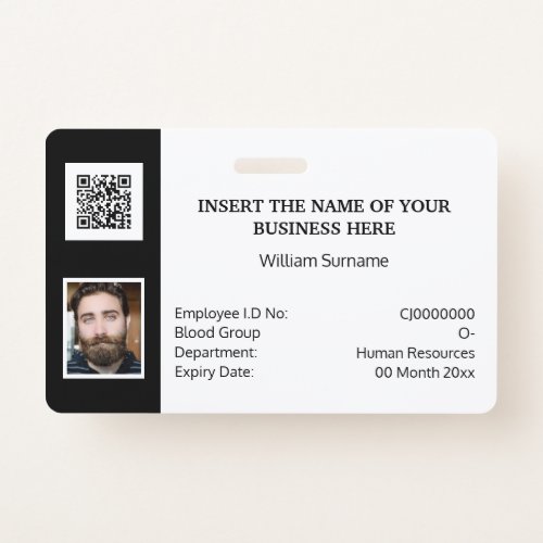 DIY ID card classic simple photo logo black white Badge