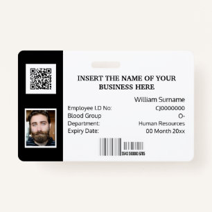 DIY ID card classic simple photo logo black white Badge