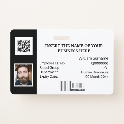 DIY ID card classic simple photo logo black white Badge