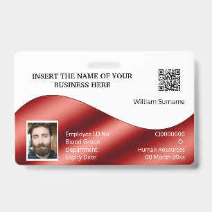 DIY ID card faux red white photo logo Badge