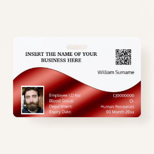 DIY ID card faux red white photo logo Badge