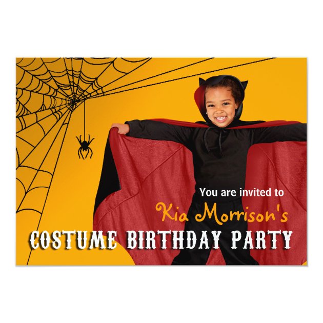 DIY Kids Halloween Costume Photo Birthday Party Card