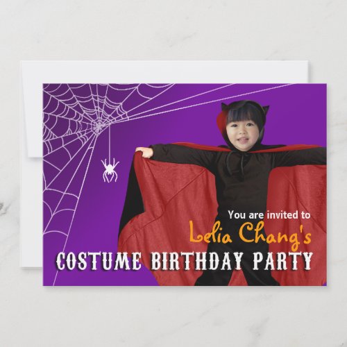 DIY Kids Halloween Costume Photo Birthday Party Invitation