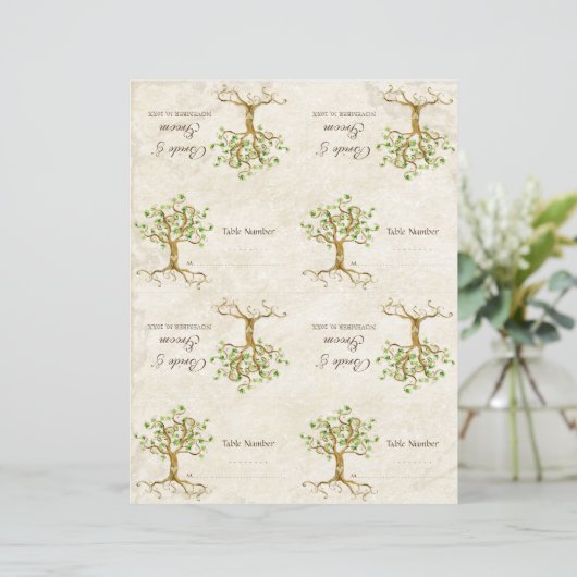 DIY Kit - Table Cards Swirl Tree Roots Antiqued (Standing Front)