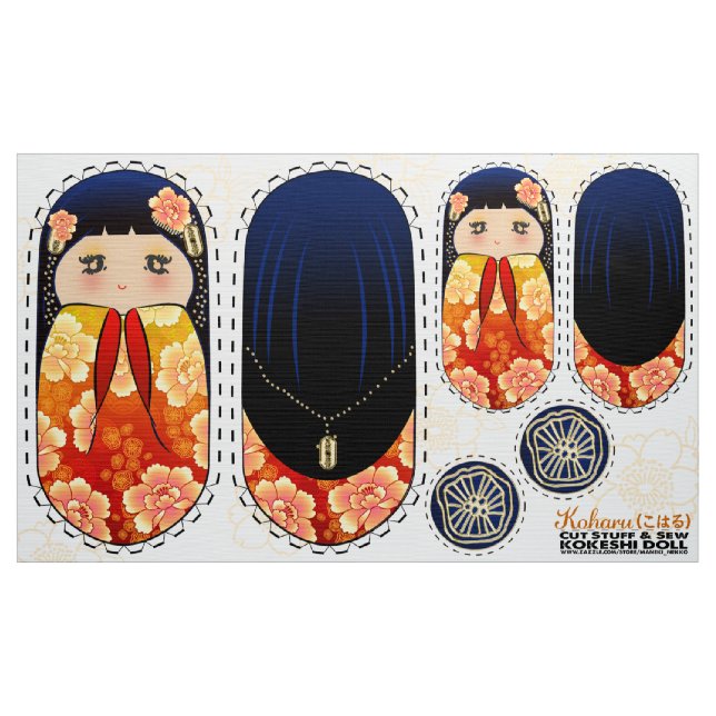 DIY Kokeshi plush doll - cut stuff and sew MIYO Fabric (Yard)