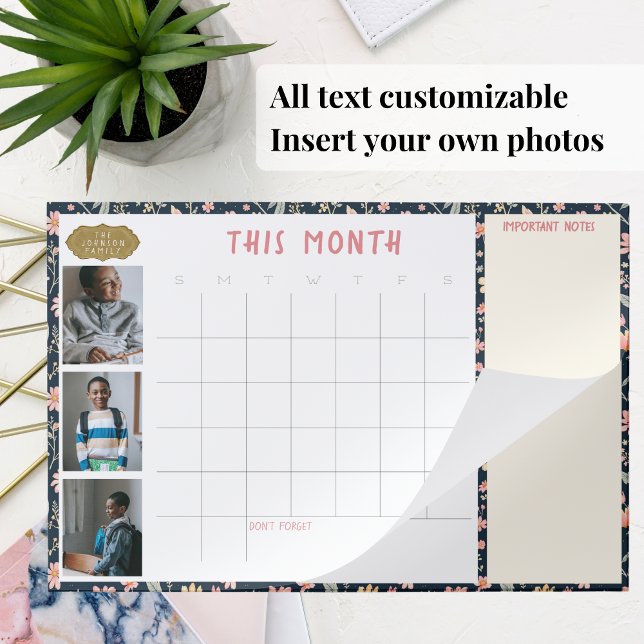 DIY Large 2-in-1 Family Photos Desk Wall Calendar  Paper Pad (Customizable undated desk calendar with your own photos! Change the text, too.)