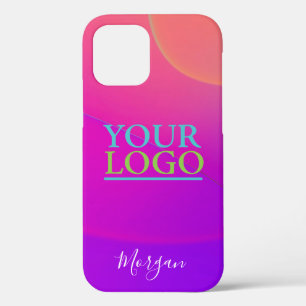 DIY Logo, Art Photo Curved Color Shapes Name White iPhone 12 Case