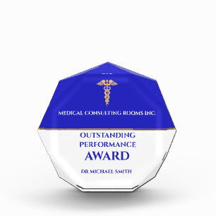 DIY logo blue gold annual recognition achievement Acrylic Award