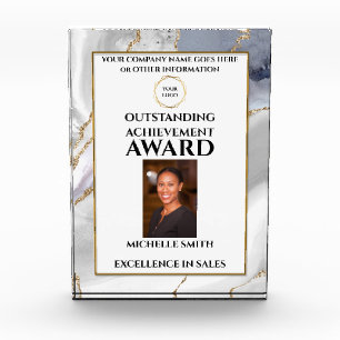 DIY logo employee achievement photo MARBLE chic Acrylic Award