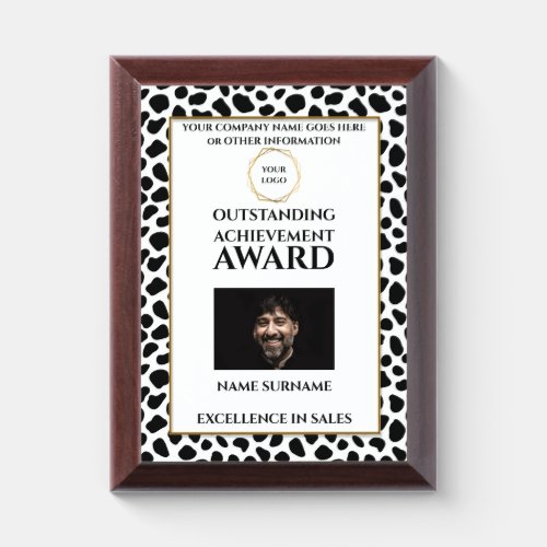 DIY logo photo employee recognition leopard print Award Plaque
