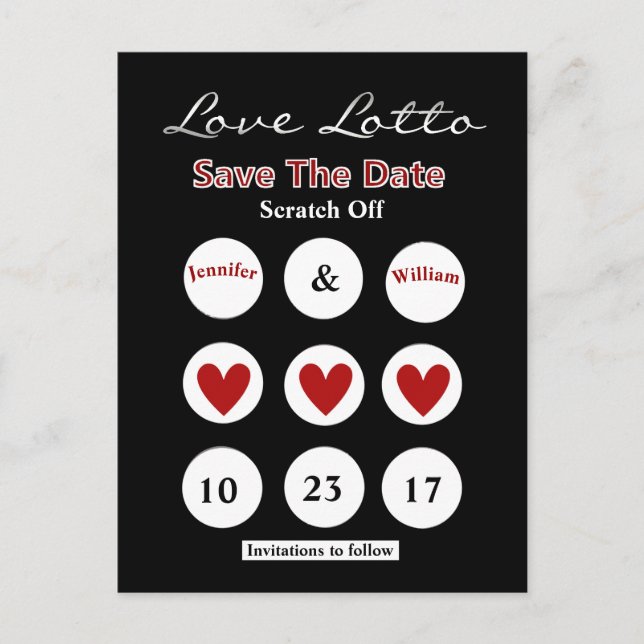 DIY Lotto Scratch Off Save the Date Post Card (Front)