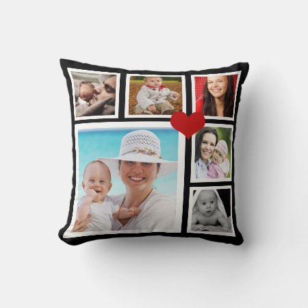 Diy Make A Personalized Photo Template Heart Throw Pillow