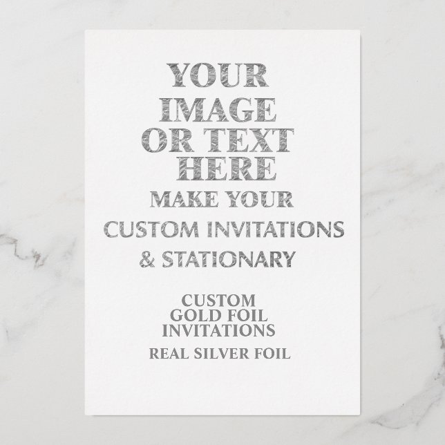 DIY, Make Your Own Personalized Custom Silver Foil Invitation (Front)