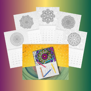 DIY Mandala Coloring Outline Art - Calendar