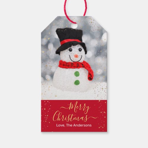 DIY Merry Christmas Name Little Snowman Glitter Gift Tags