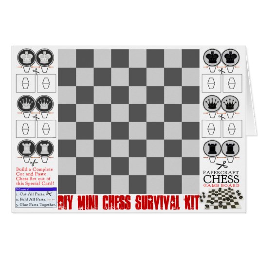 DIY Mini Chess Survival Kit Papercraft Cards (Front Horizontal)