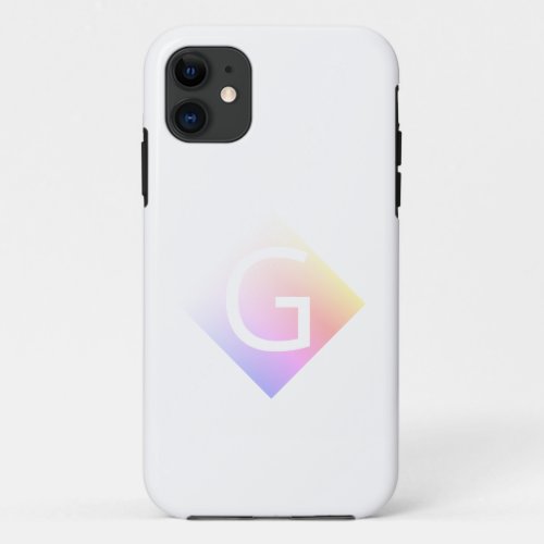 DIY Monogram Gradient Rainbow Diamond White iPhone 11 Case