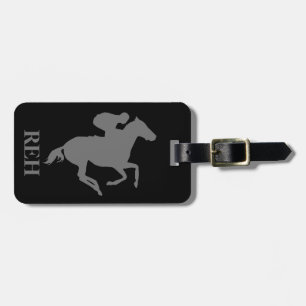 DIY Monogram Gray Race Horse on Any Color Luggage Tag
