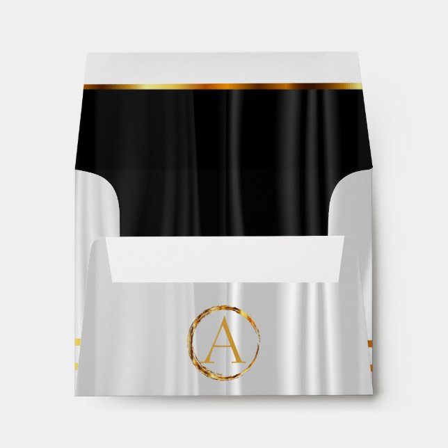 DIY Monogram Lined Black Satin & White Satin Envelope (Back (Bottom))