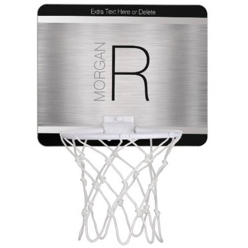 DIY Monogram Name Black Grey Brushed Silver Vs2 Mini Basketball Hoop