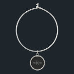 DIY Monogram & Name, Classic Black with Grey Text Bangle Bracelet<br><div class="desc">Personalize with your Monogram and Name In Grey Text. This simple Classic Black Design is sure to get attention.</div>