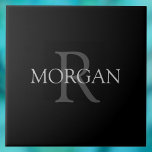 DIY Monogram & Name, Classic Black with Grey Text Ceramic Tile<br><div class="desc">Personalize with your Monogram and Name In Grey Text. This simple Classic Design is sure to get attention. Can also be used to promote your Company Name.</div>
