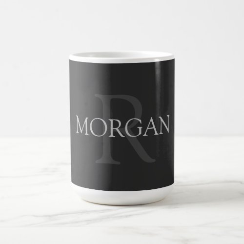 DIY Monogram  Name Classic Black With Grey Text Coffee Mug