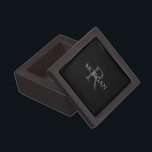 DIY Monogram & Name, Classic Black with Grey Text Gift Box<br><div class="desc">Personalize with your Monogram and Name In Grey Text. This simple Classic Design is sure to get attention.</div>