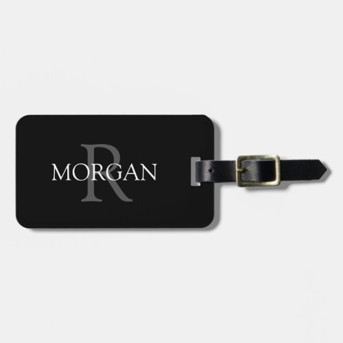 DIY Monogram  Name Classic Black with Grey Text  Luggage Tag