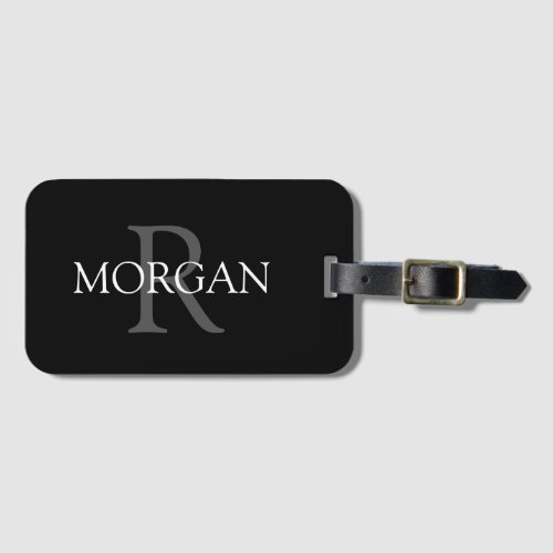 DIY Monogram  Name Classic Black with Grey Text  Luggage Tag