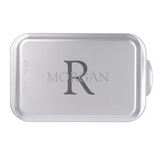 DIY Monogram & Name, Classic Design, Grey Text Cake Pan