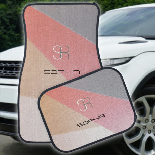 DIY Monogram & Name, Geometric Colors Car Floor Mat