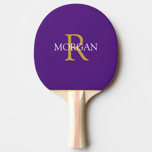 DIY Monogram  Name Gold  White Royal Purple Ping Pong Paddle