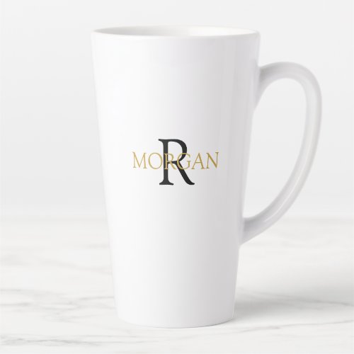 DIY Monogram  Name Simple Design Black  Gold Latte Mug