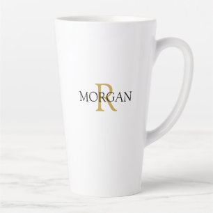 DIY Monogram & Name, Simple Design, Gold & Black Latte Mug