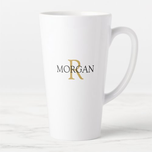 DIY Monogram  Name Simple Design Gold  Black Latte Mug