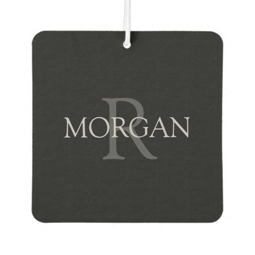 DIY Monogram  Name Trendy Black with Grey Text Air Freshener