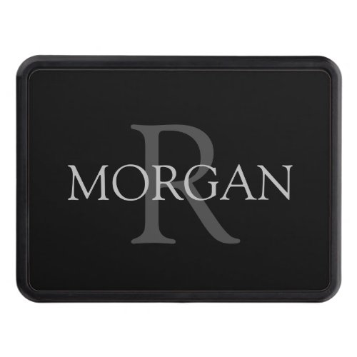 DIY Monogram  Name Trendy Black with Grey Text Hitch Cover