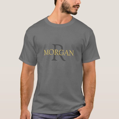 DIY Monogram  Name Trendy Design Beige Gold Text T_Shirt