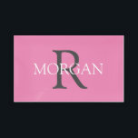 DIY Monogram & Name, Trendy Grey Text On White Acr Acrylic Tray<br><div class="desc">Personalize with your Monogram in black and Name in white on pink background. This simple Classic Design can also be used to promote your Company Name. Click “Customize” to change colors and type styles.</div>
