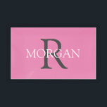 DIY Monogram & Name, Trendy Grey Text On White Acr Acrylic Tray<br><div class="desc">Personalize with your Monogram in black and Name in white on pink background. This simple Classic Design can also be used to promote your Company Name. Click “Customize” to change colors and type styles.</div>