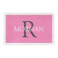 DIY Monogram & Name, Trendy Grey Text On White Acr