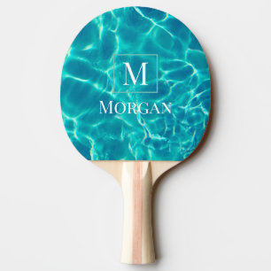 DIY Monogram & Name White Teal Frame Sw Pool Water Ping Pong Paddle