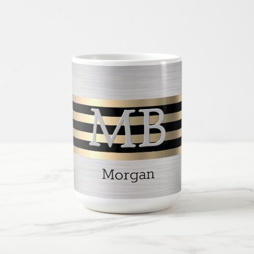 DIY Monogram Name Yel Gold Brushed Silver Blk Vs2 Coffee Mug